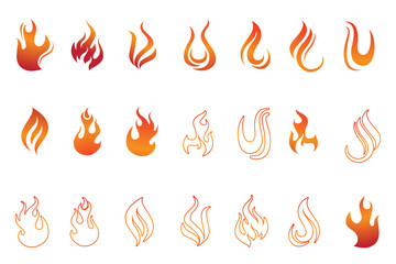 Fire flame set collection vector