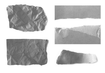 Collection of torn ripped paper on white background