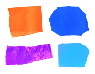 Collection of torn ripped paper on white background