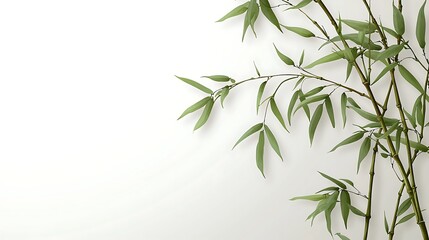 Fototapeta premium Serene Bamboo Branches on White Background