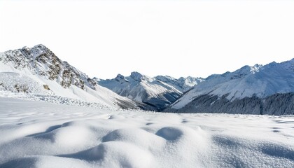 Fototapeta premium White snow landscape, isolated on white background. snow in the mountains