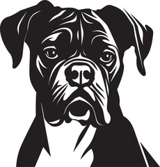 Boxer Dog Silhouette Vector Illustration White Background