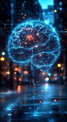 Futuristic Brain Network and AI Concept Image | 3D Illustration