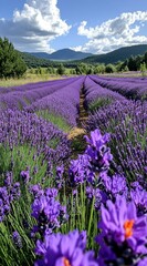 Fototapeta premium Lavender Fields in Provence - Vibrant Purple Flowers | Nature Scenery | Travel Destination, Lavender Fields in Provence - Vibrant Purple Flowers | Nature Sc
