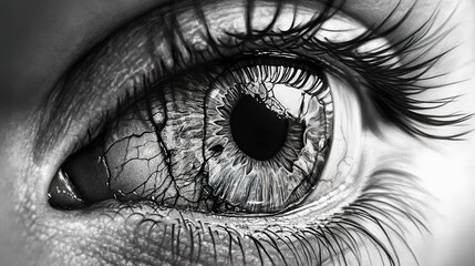 Obraz premium Intense Eye Close-up: Monochrome Photography