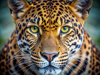 Fototapeta premium Minimalist Close-up Leopard Face: Wild Cat Portrait, Big Cat Photography