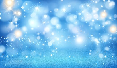 Fototapeta premium Abstract Blue Holiday Background with Scattered Lights and Text Space for Christmas, New Year Celebrations