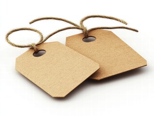 Realistic 3d design of brown paper tag isolate on white background