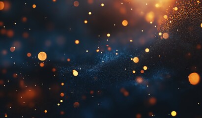 Abstract Blue Holiday Background with Scattered Lights and Text Space for Christmas, New Year Celebrations