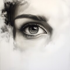Fototapeta premium Intense Gaze: A Monochrome Portrait of a Woman's Eye