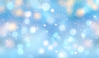 Obraz premium Abstract Blue Holiday Background with Scattered Lights and Text Space for Christmas, New Year Celebrations