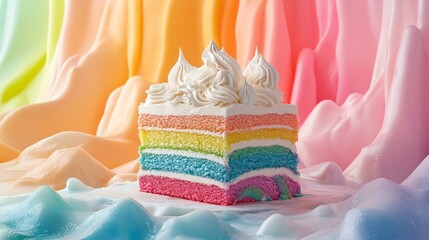 Vibrant rainbow cake