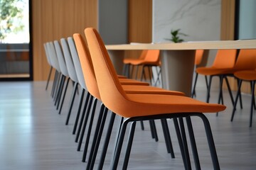 Rows of Modern Chairs Arranged for a Corporate Meeting in a Conference Room