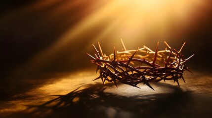 Fototapeta premium A Crown of Thorns Rests in Golden Light