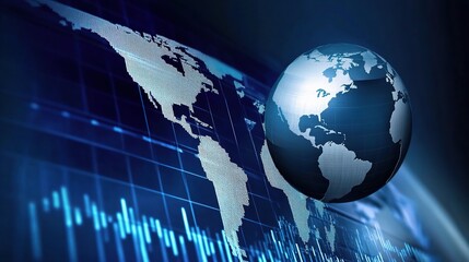 Fototapeta premium Global Finance Investment Trends with Graph and Globe Illustration