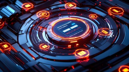 futuristic tech interface hud neon glow - futuristic technology