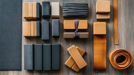 Diverse Collection of Yoga Props and Accessories for Fitness Practice