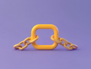 vibrant yellow chain link on purple background symbolizes connection and strength