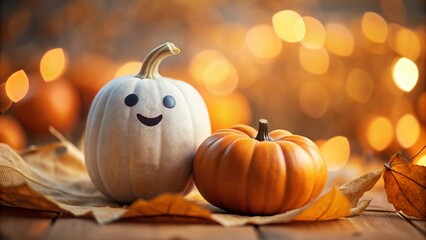 Minimalist Halloween: Cute Ghost in Pumpkin Lantern