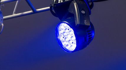 A blue light with a white circle in the middle