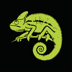 Chameleon cartoon vector art and illustration