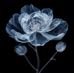 A single peony flower made of transparent plastic material