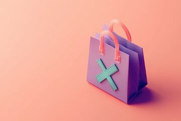 colorful shopping bag with crossed out symbol, symbolizing anti consumerism