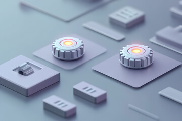 Modern control panel with glowing buttons and sleek design elements