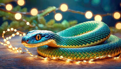 Fototapeta premium Snake symbol of the year. Eastern snake. 
