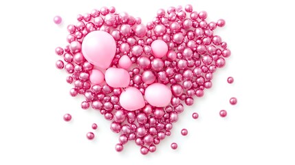 pink balloon in heart shape isolated on white