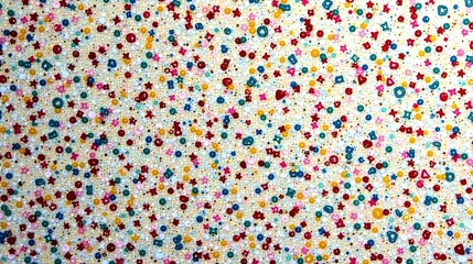 A Festive Dispersion of Colorful Shapes and Stars on a Light Background