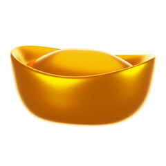 3d rendering gold ingot icon. Chinese new year icon concept