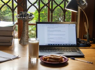 Lunch break at a home office when working from home