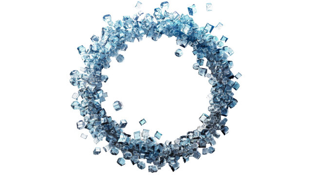 Abstract ice crystals forming a circular frame.