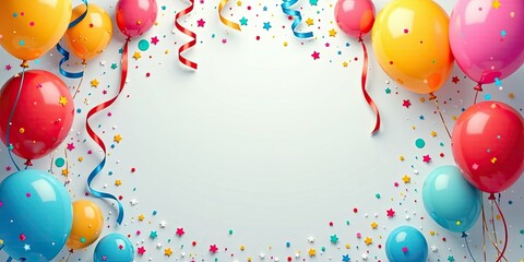 Joyful Celebration Colorful Balloons and Confetti Frame for Festive Occasions