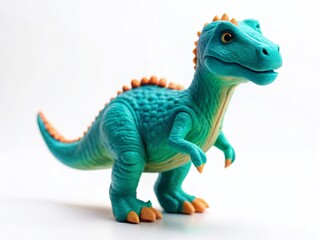 Obraz premium Minimalist Plasticine Dinosaur on White Background - Stock Photo