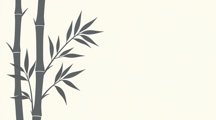 Fototapeta premium Serene Minimalist Bamboo Illustration Elegant Greyscale Design for Peaceful Backgrounds and Decorative Purposes