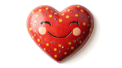 animated heart with smile isolated on white