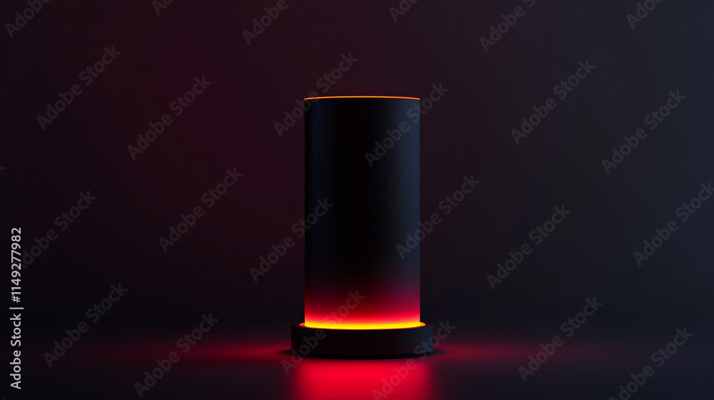Poster light source with gradient illumination in a darkened environment at night.