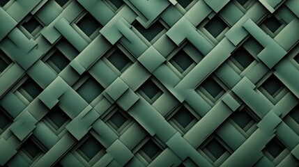 Abstract Green Geometric Pattern Interwoven Rectangles Digital Art Background Texture Design
