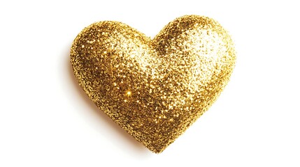 golden heart with sparkles isolated on white