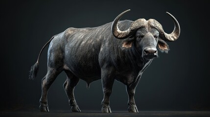 Majestic Buffalo Portrait Showcasing the Strength and Character of This Iconic Animal in a Dramatic Setting