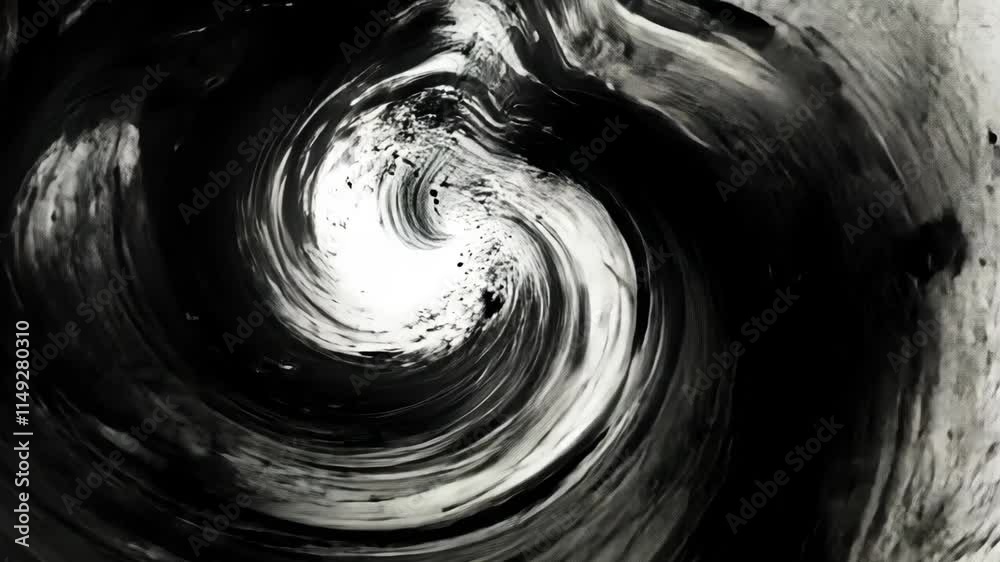 Poster mysterious swirling patterns create an abstract design with contrasting black and white tones in a d