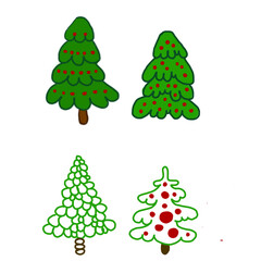 Christmas holiday tree with decorations & star flat color icon or illustration for apps and websites, poster