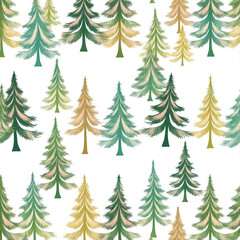 Obraz premium marry christmas and happy new year cute pastel golden green red tree pattern seamless wrapping paper concept vector illustration hd backdrop background wallpaper 