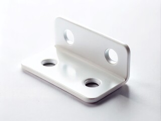 Minimalist White Metal Bracket with Three Holes and Pin - Stock Photo