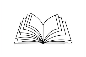 online Drawing of a book single line art design on white background 

