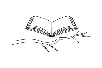 online Drawing of a book single line art design on white background 
