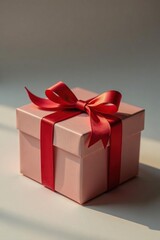 Obraz premium A simple yet elegant red ribbon wrapped around a rectangular gift box with a luxurious finish, ribbon tied, gift box decoration, box with ribbon