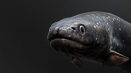 Obraz premium Hyper-realistic Close-up of a Full Body Fish with Textured Skin and Unique Patterns on a Dark Background